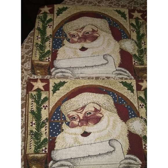 12 Santa Claus Christmas India cotton/ polyester blend tapestry style placemats - Picture 7 of 12
